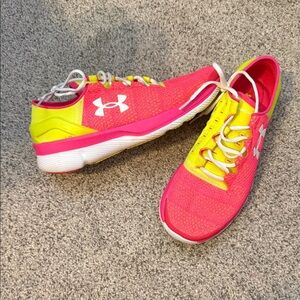 Under Armour Women's Vibrant Pink and Yellow Sneakers